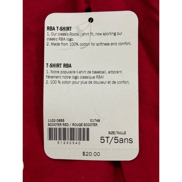 New With Tags! Roots Canada long sleep red tee - Picture 3 of 3